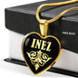 Inez v02 - 18k Gold Finished Heart Pendant Luxury Necklace