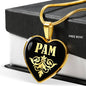Pam v02 - 18k Gold Finished Heart Pendant Luxury Necklace