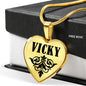 Vicky v01 - 18k Gold Finished Heart Pendant Luxury Necklace