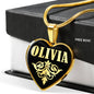 Olivia v02 - 18k Gold Finished Heart Pendant Luxury Necklace