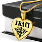 Traci v01 - 18k Gold Finished Heart Pendant Luxury Necklace