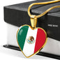 Mexican Flag - 18k Gold Finished Heart Pendant Luxury Necklace