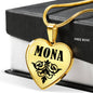 Mona v01 - 18k Gold Finished Heart Pendant Luxury Necklace