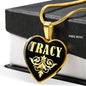 Tracy v02 - 18k Gold Finished Heart Pendant Luxury Necklace