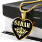 Sarah v02 - 18k Gold Finished Heart Pendant Luxury Necklace