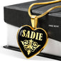 Sadie v02 - 18k Gold Finished Heart Pendant Luxury Necklace
