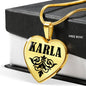 Karla v01 - 18k Gold Finished Heart Pendant Luxury Necklace