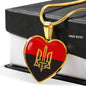 Stylized Tryzub And Red-Black Flag - 18k Gold Finished Heart Pendant Luxury Necklace