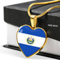 Salvadoran Flag - 18k Gold Finished Heart Pendant Luxury Necklace