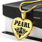 Pearl v01 - 18k Gold Finished Heart Pendant Luxury Necklace