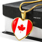 Canadian Flag - 18k Gold Finished Heart Pendant Luxury Necklace