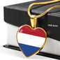 Dutch Flag - 18k Gold Finished Heart Pendant Luxury Necklace