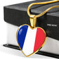 French Flag - 18k Gold Finished Heart Pendant Luxury Necklace