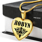 Robyn v01 - 18k Gold Finished Heart Pendant Luxury Necklace