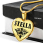 Stella v01 - 18k Gold Finished Heart Pendant Luxury Necklace