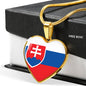 Slovak Flag - 18k Gold Finished Heart Pendant Luxury Necklace