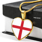 English Flag - 18k Gold Finished Heart Pendant Luxury Necklace