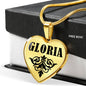 Gloria v01 - 18k Gold Finished Heart Pendant Luxury Necklace