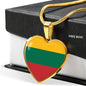 Lithuanian Flag - 18k Gold Finished Heart Pendant Luxury Necklace