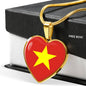Vietnamese Flag - 18k Gold Finished Heart Pendant Luxury Necklace