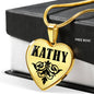 Kathy v01 - 18k Gold Finished Heart Pendant Luxury Necklace