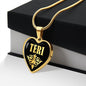 Teri v02 - 18k Gold Finished Heart Pendant Luxury Necklace