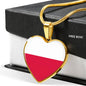 Polish Flag - 18k Gold Finished Heart Pendant Luxury Necklace