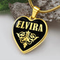 Elvira v02 - 18k Gold Finished Heart Pendant Luxury Necklace