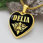 Delia v02 - 18k Gold Finished Heart Pendant Luxury Necklace