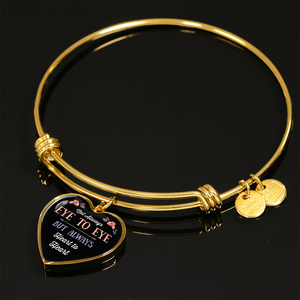 Always Heart To Heart - 18k Gold Finished Heart Pendant Bangle Bracelet