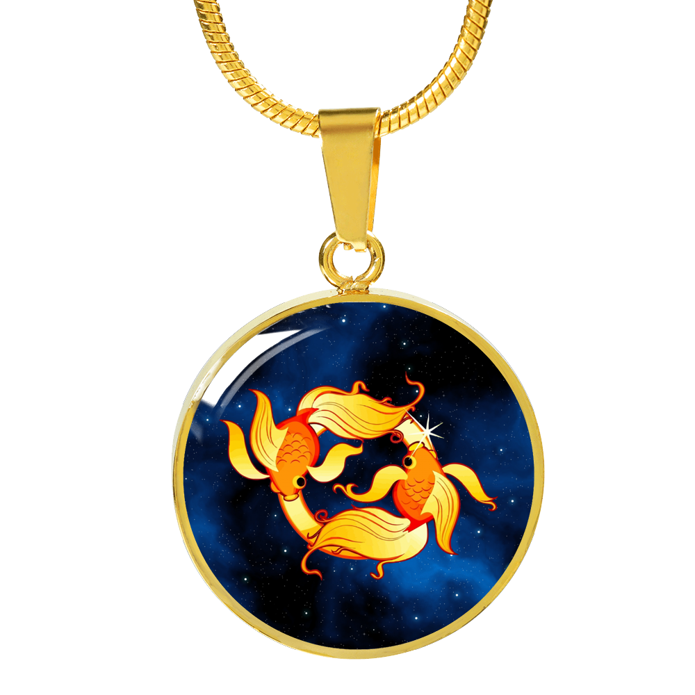 Zodiac Sign Pisces - 18k Gold Finished Luxury Necklace