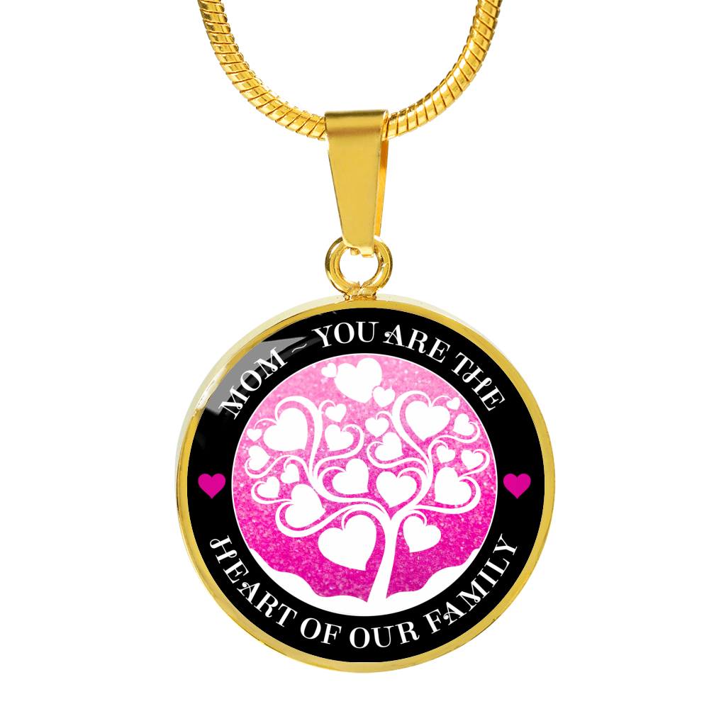 Mom, You Are The Heart Of Our Family v3 - 18k Gold Finished Luxury Necklace