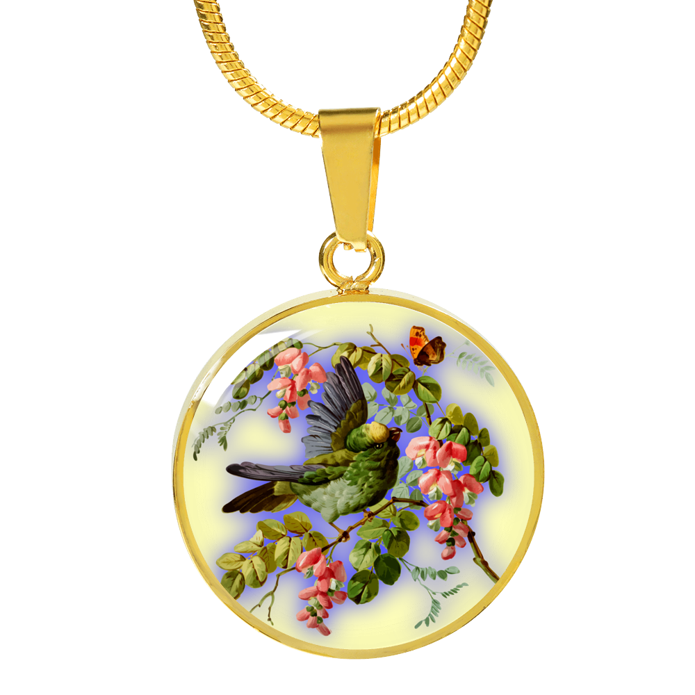 Bird And Flowers - 18k Gold Finished Luxury Necklace