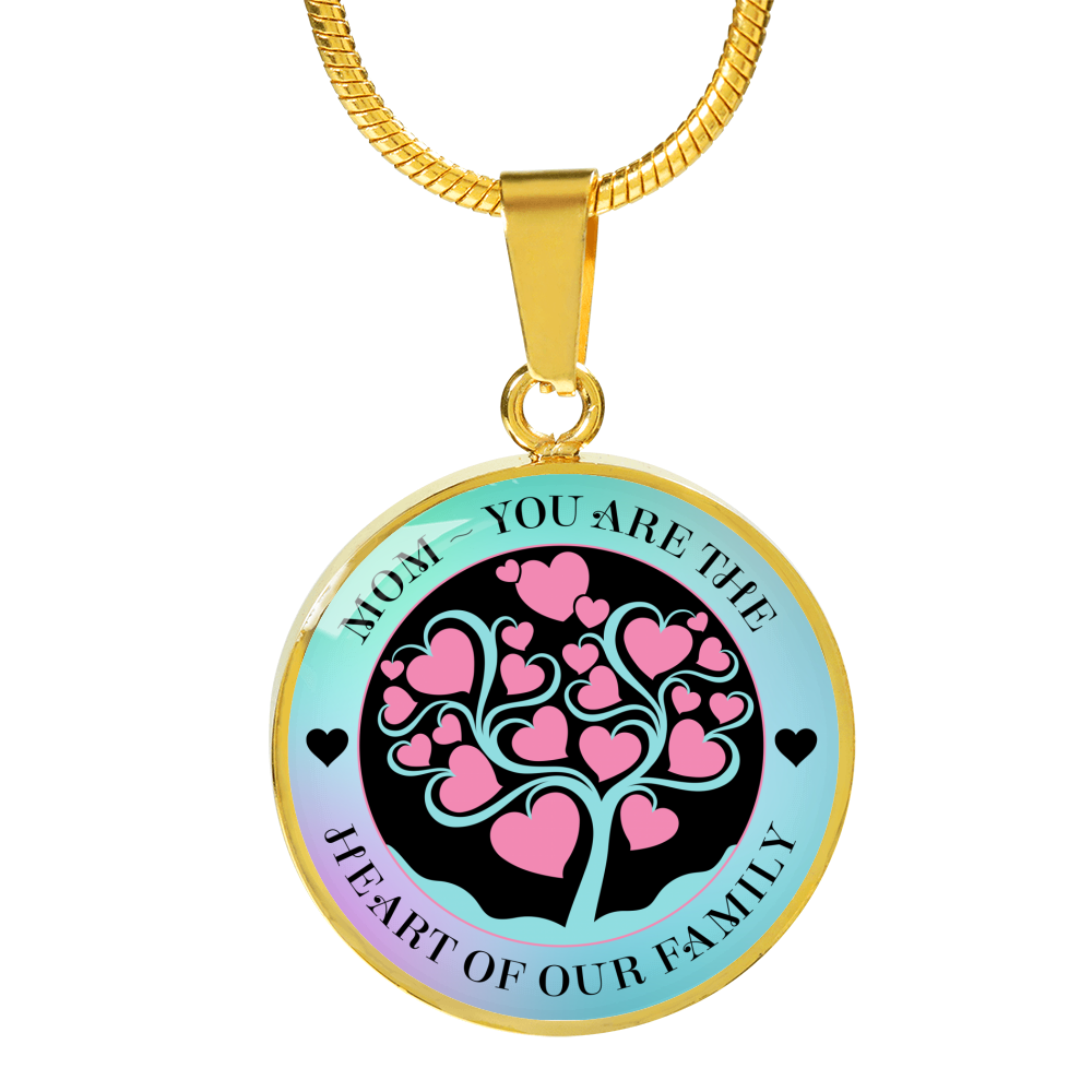 Mom, You Are The Heart Of Our Family v2 - 18k Gold Finished Luxury Necklace