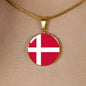 Danish Flag - 18k Gold Finished Luxury Necklace