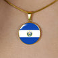 Salvadoran Flag - 18k Gold Finished Luxury Necklace