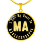 Heart In Massachusetts v02 - 18k Gold Finished Luxury Necklace