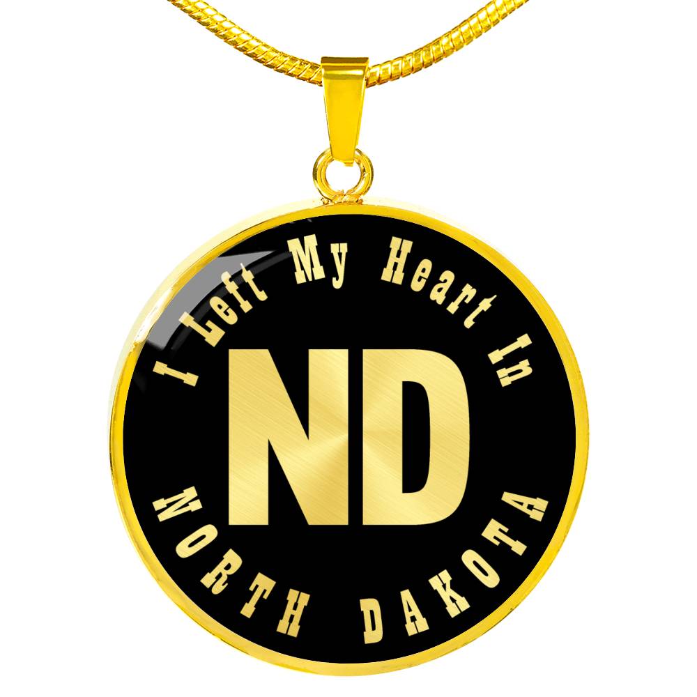 Heart In North Dakota v02 - 18k Gold Finished Luxury Necklace