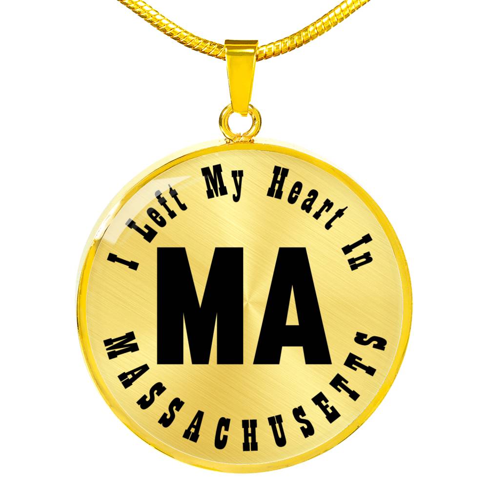 Heart In Massachusetts v01 - 18k Gold Finished Luxury Necklace