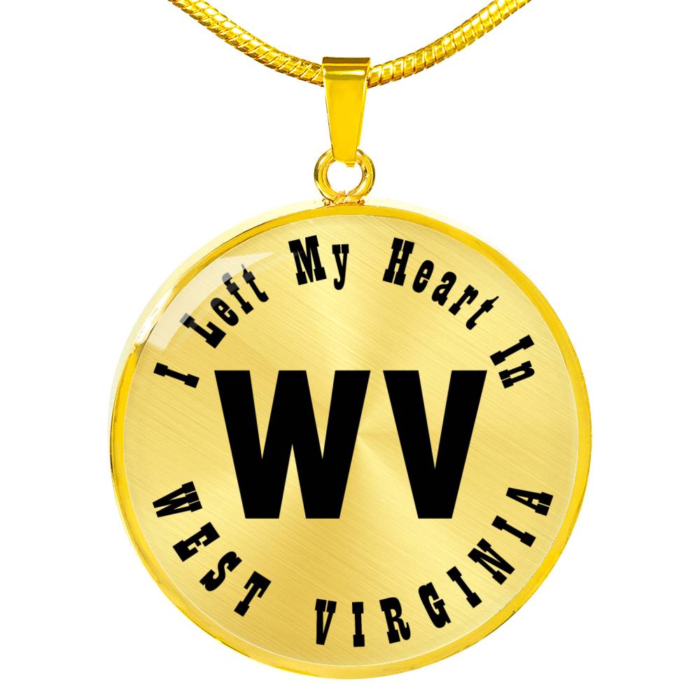 Heart In West Virginia v01 - 18k Gold Finished Luxury Necklace