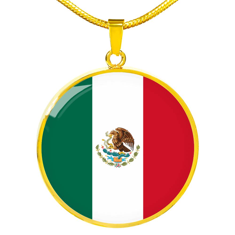 Mexican Flag - 18k Gold Finished Luxury Necklace