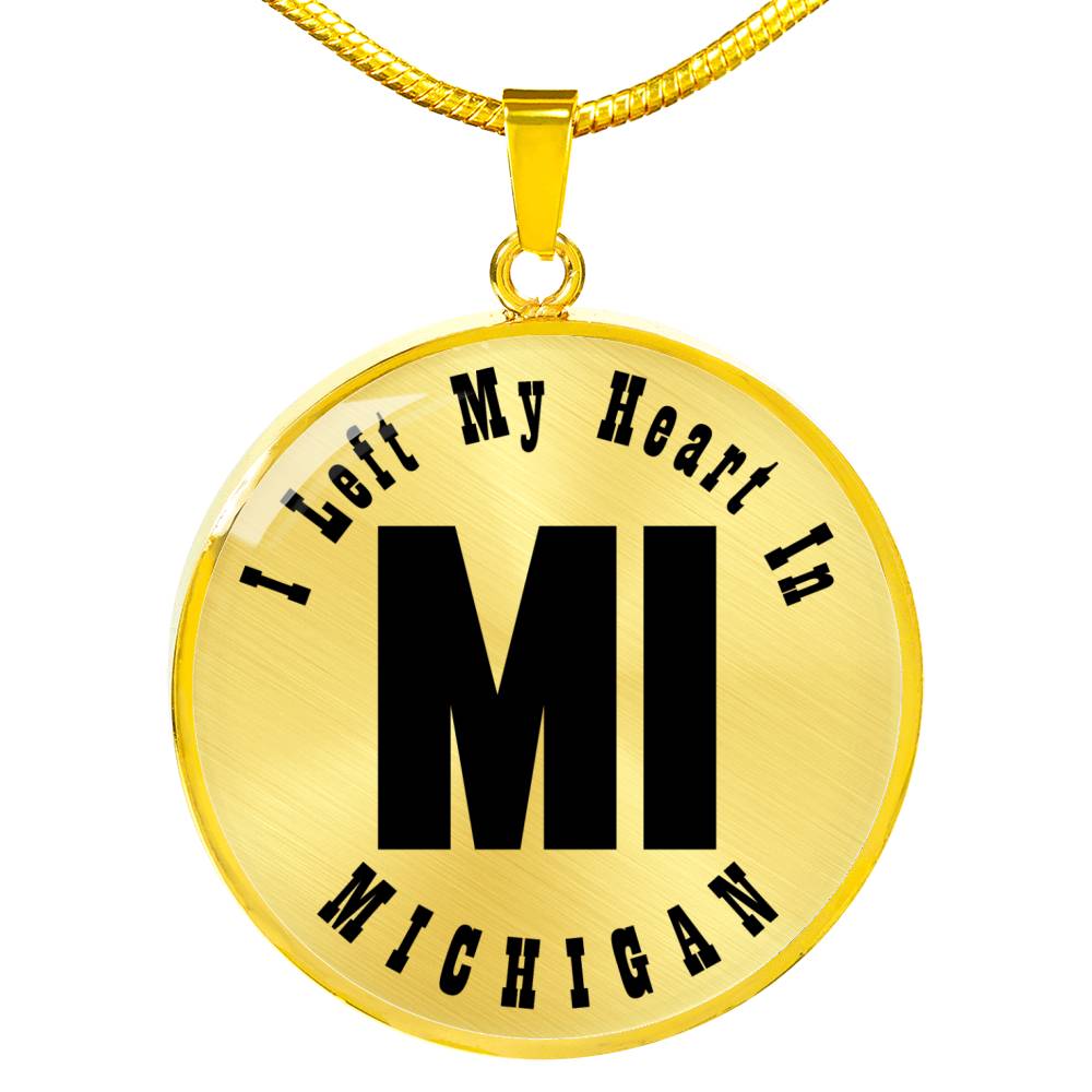 Heart In Michigan v01 - 18k Gold Finished Luxury Necklace