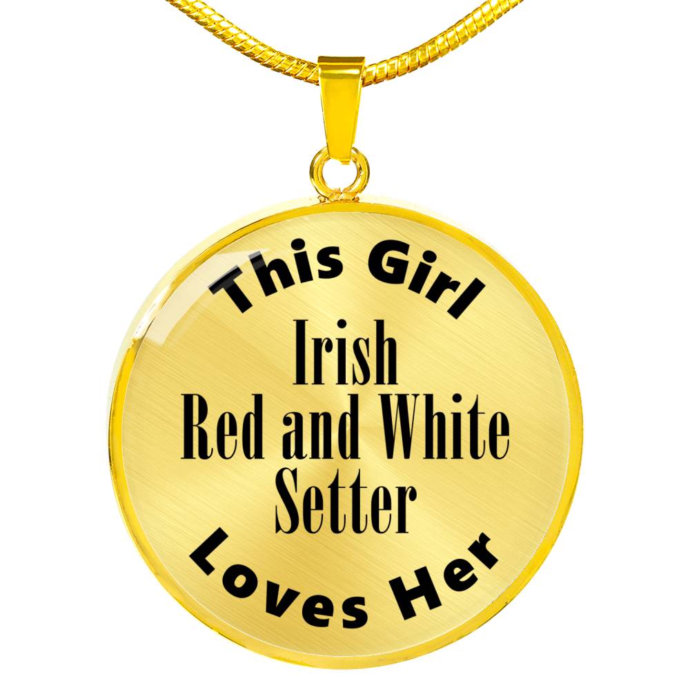 Irish Red and White Setter - 18k Gold Finished Luxury Necklace