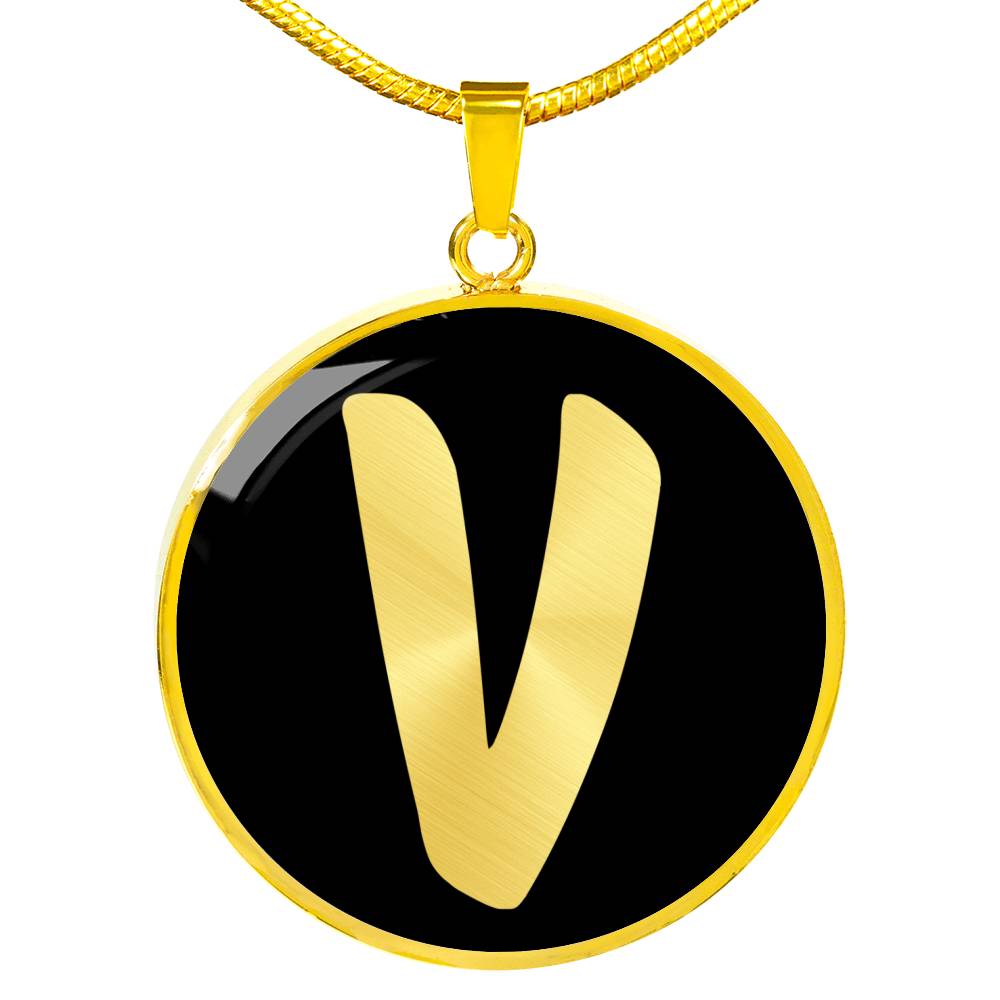 Initial V v2b - 18k Gold Finished Luxury Necklace