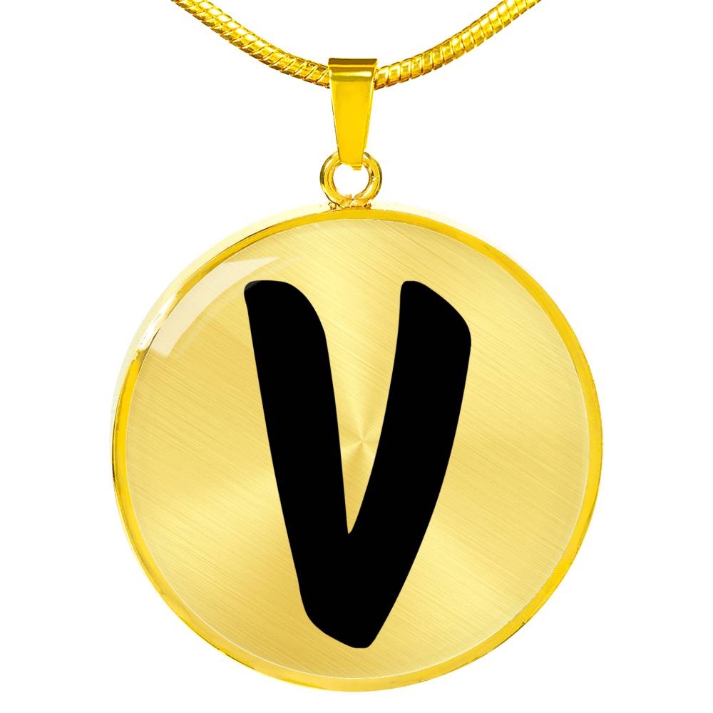Initial V v1b - 18k Gold Finished Luxury Necklace