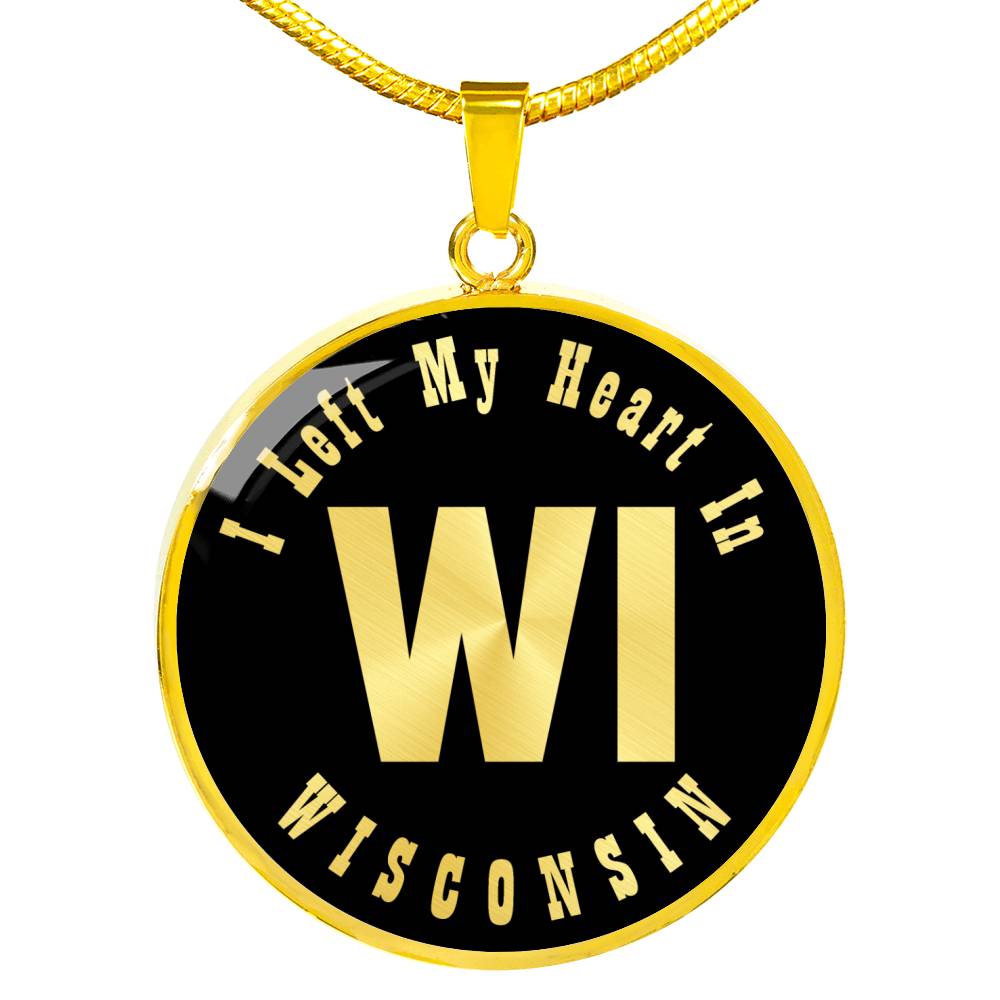 Heart In Wisconsin v02 - 18k Gold Finished Luxury Necklace