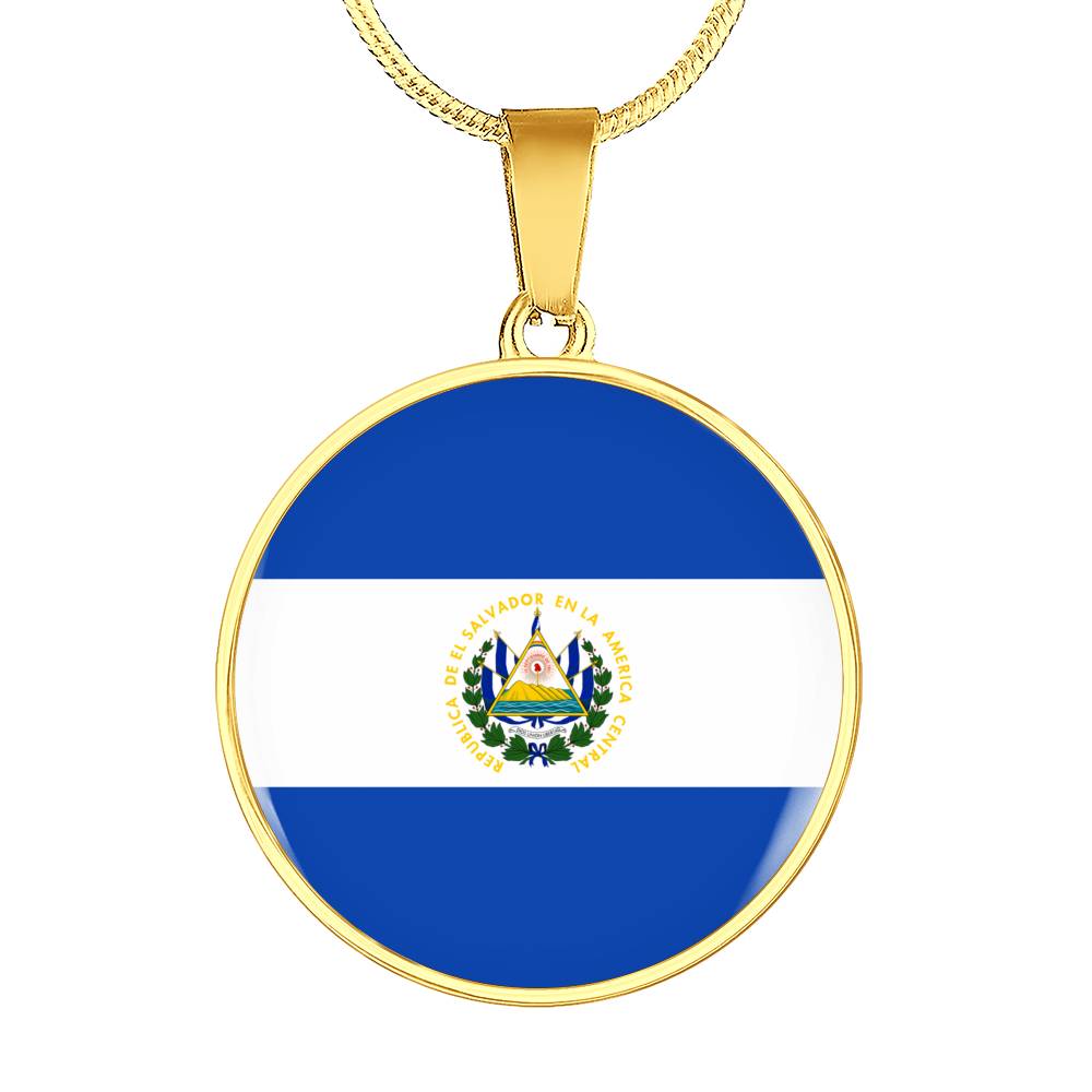Salvadoran Flag - 18k Gold Finished Luxury Necklace