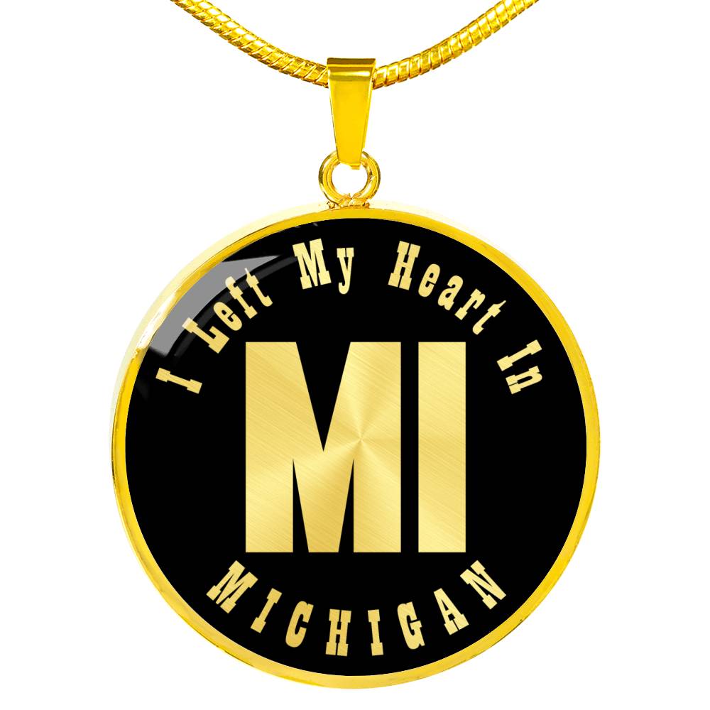 Heart In Michigan v02 - 18k Gold Finished Luxury Necklace