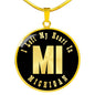 Heart In Michigan v02 - 18k Gold Finished Luxury Necklace