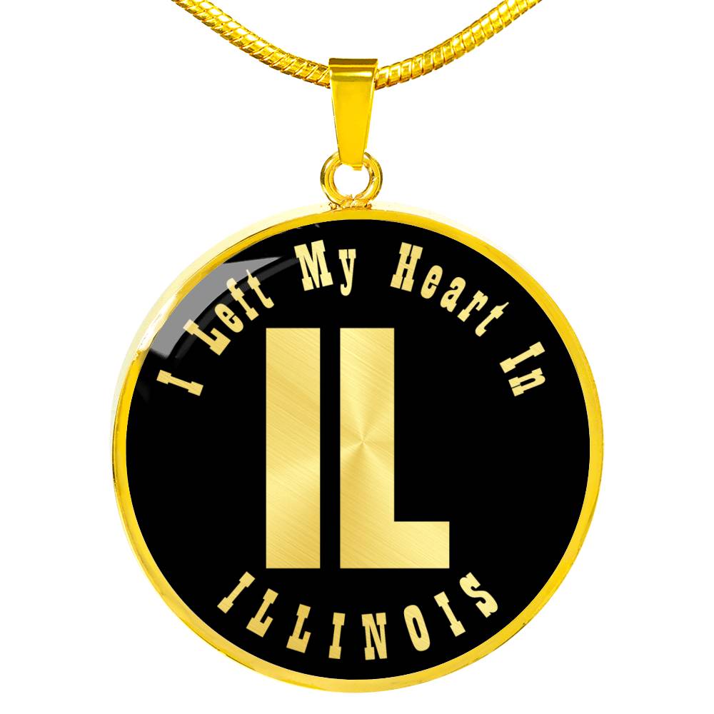 Heart In Illinois v02 - 18k Gold Finished Luxury Necklace